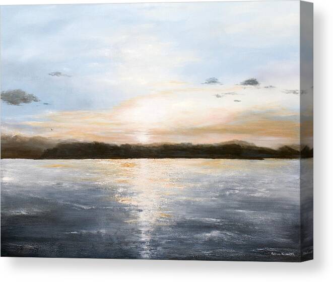 Seascape Canvas Print featuring the painting Lake Sunset by Katrina Nixon