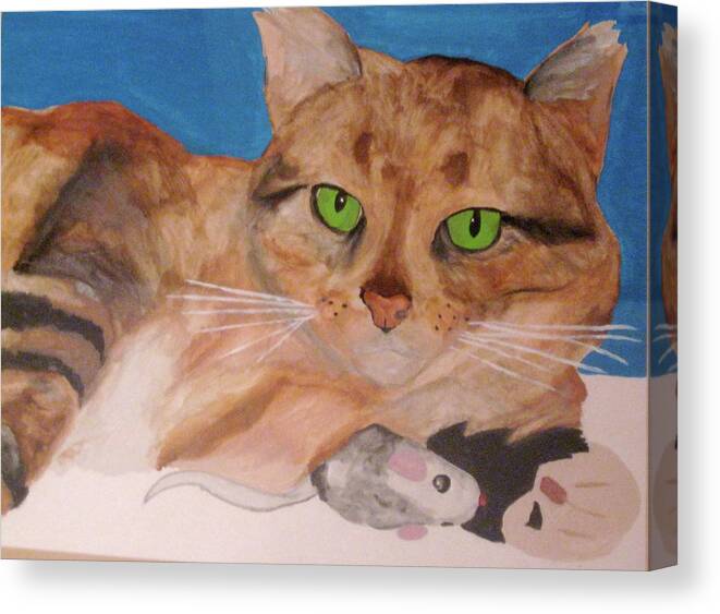 Cat Canvas Print featuring the painting Laze About by Rebecca Wood