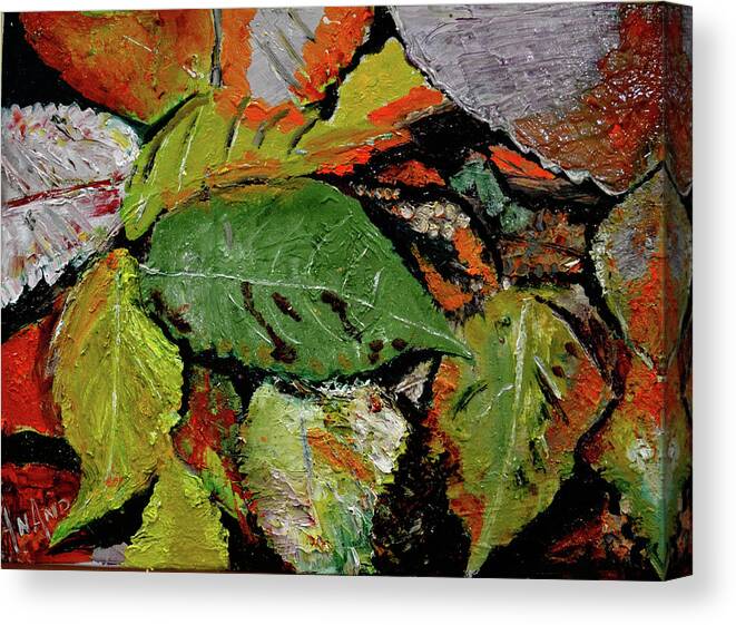 Leaves Leaves And Leaves-2painting Canvas Print featuring the painting Leaves Leaves And Leaves-2 by Anand Swaroop Manchiraju
