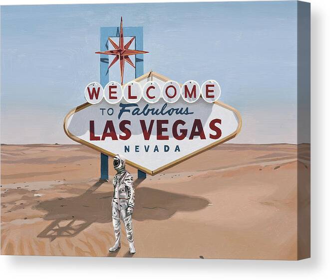 Astronaut Canvas Print featuring the painting Leaving Las Vegas by Scott Listfield