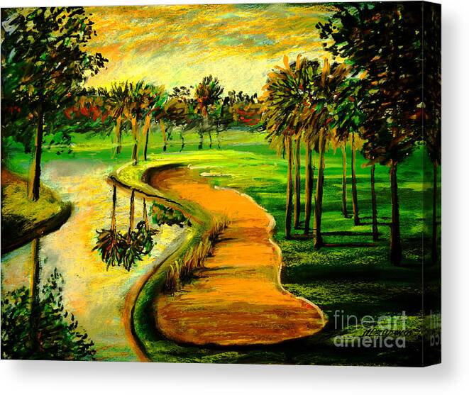Golf Course Canvas Print featuring the painting Let's Play Golf by Pat Davidson