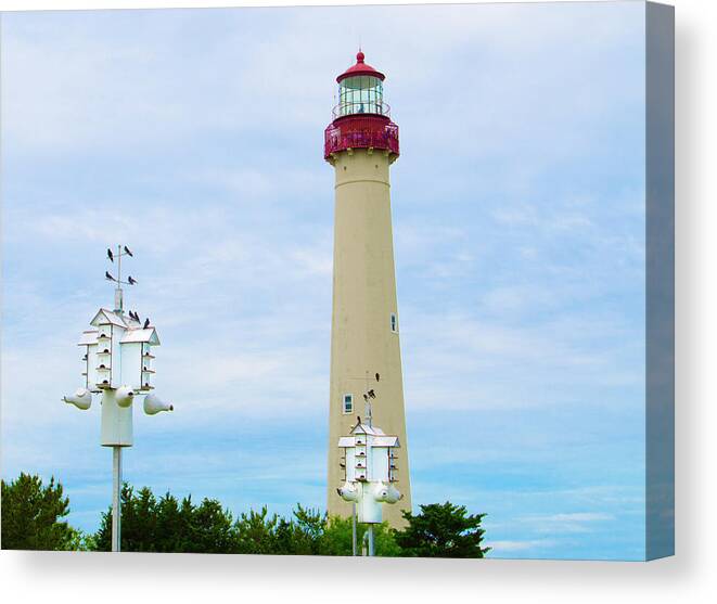 Lighthouse Canvas Print featuring the photograph Lighthouse - Birdhouse - Cape May New Jersey by Bill Cannon