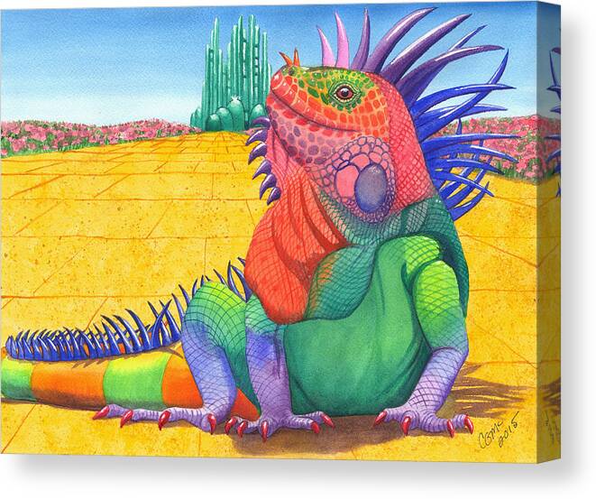 Lizard Canvas Print featuring the painting Lizard of OZ by Catherine G McElroy