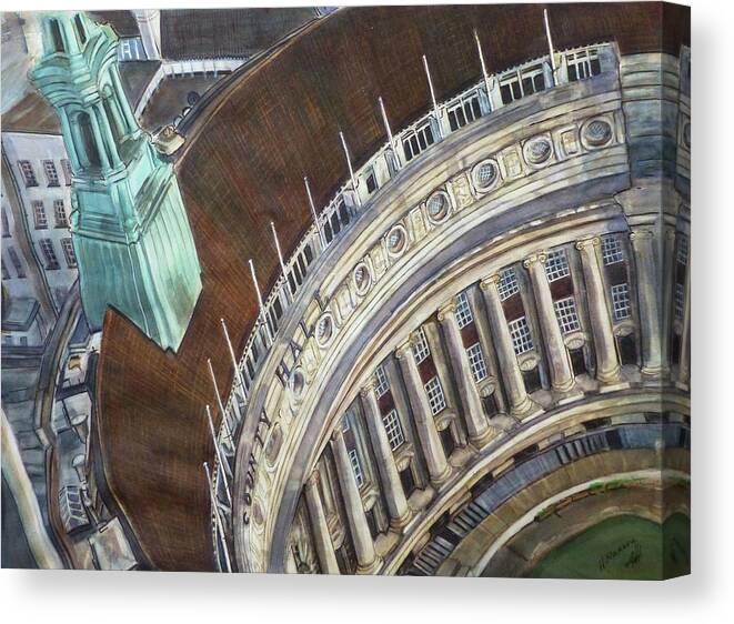 Architecture Canvas Print featuring the painting London III by Henrieta Maneva
