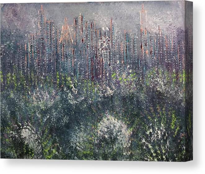 Abstract Canvas Print featuring the painting Looking Over the City's Park by George Riney