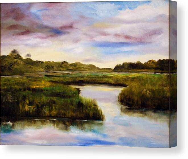 South Carolina Low Country Marsh Canvas Print featuring the painting Low Country by Phil Burton