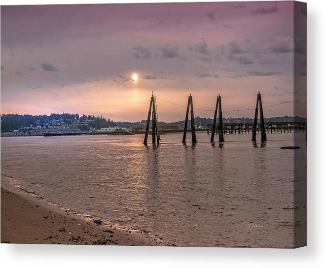 Landscape Canvas Print featuring the photograph Low tide posts by Bill Posner