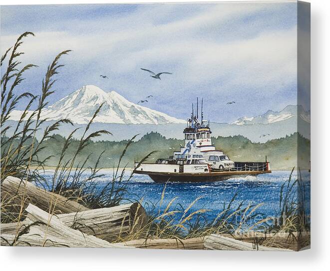 Ferry Canvas Print featuring the painting Lummi Island Ferry by James Williamson