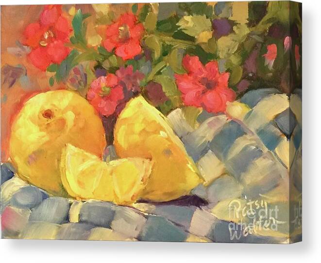 Lemons Canvas Print featuring the painting Luscious Lemons by Patsy Walton