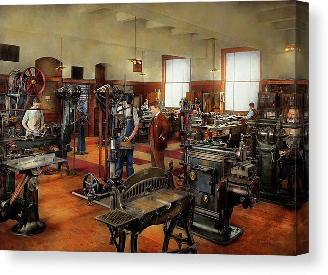 Bureau Of Standards Canvas Print featuring the photograph Machinist - The standard way 1915 by Mike Savad