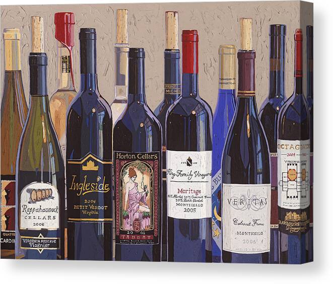 Wine Art Canvas Print featuring the painting Make Mine Virginia Wine Number One by Christopher Mize