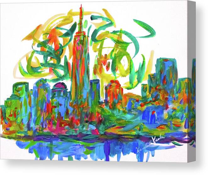 New York Prints For Sale Canvas Print featuring the painting Manhattan Twirl by Kendall Kessler