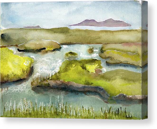  Canvas Print featuring the painting Marshes with Grash by Kathleen Barnes