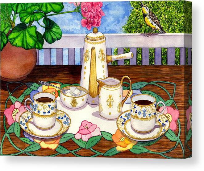 Coffee Canvas Print featuring the painting Meadowlark by Catherine G McElroy
