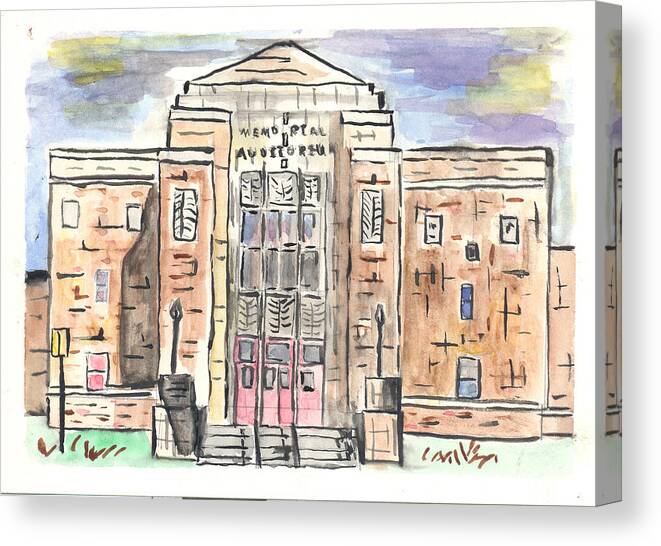 Historic Canvas Print featuring the painting Memorial Auditorium by Matt Gaudian