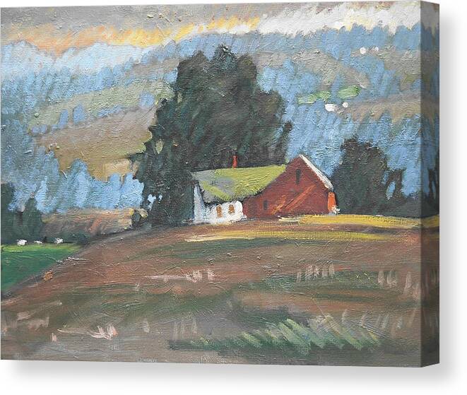Berkshire Hills Paintings Canvas Print featuring the painting Middle Farm Sun by Len Stomski