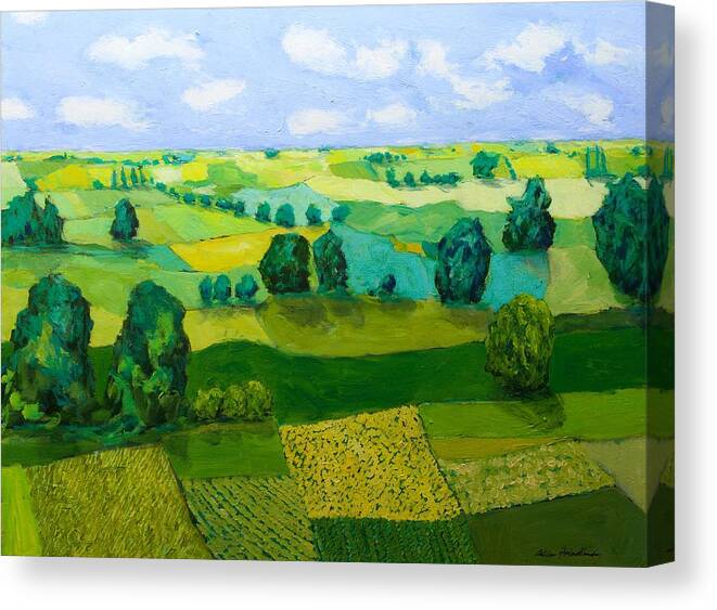 Landscape Canvas Print featuring the painting Minnesota Fields by Allan P Friedlander