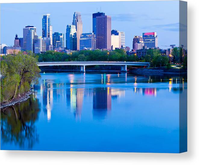 Minnesota Canvas Print featuring the photograph Mississippi and Minneapolis by Adam Pender