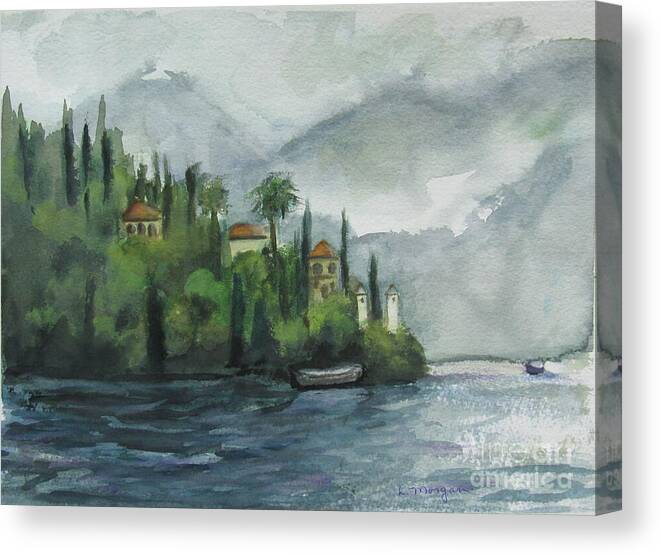 Mist Canvas Print featuring the painting Misty Island by Laurie Morgan
