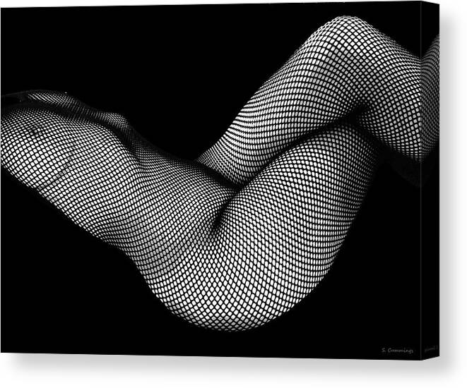 Nude Canvas Print featuring the painting Modern Black And White Nude - Recline - By Sharon Cummings by Sharon Cummings