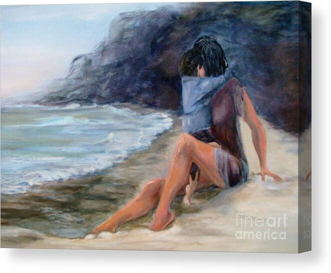 Figures Canvas Print featuring the painting Mom, We Made It by Patricia Kanzler
