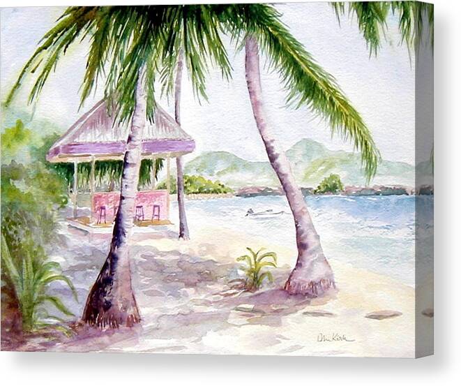 Beach Canvas Print featuring the painting Mongoose Beach Bar by Diane Kirk