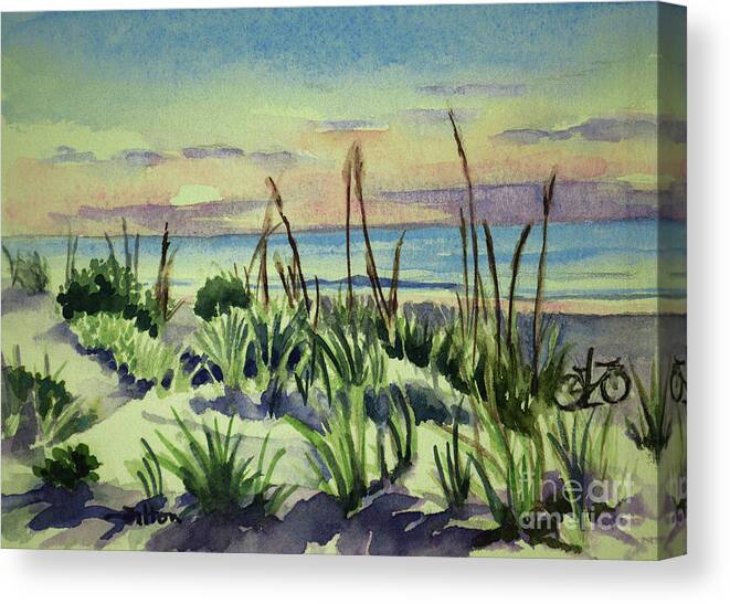 Ocean Paintings Canvas Print featuring the painting Morning Dunes 7-7-2017 by Julianne Felton