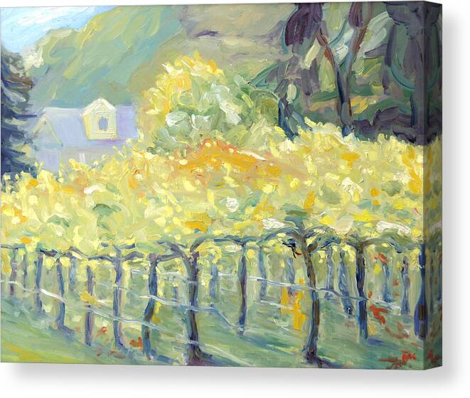 Napa Valley Vineyard Canvas Print featuring the painting Morning in Napa Valley by Barbara Anna Knauf