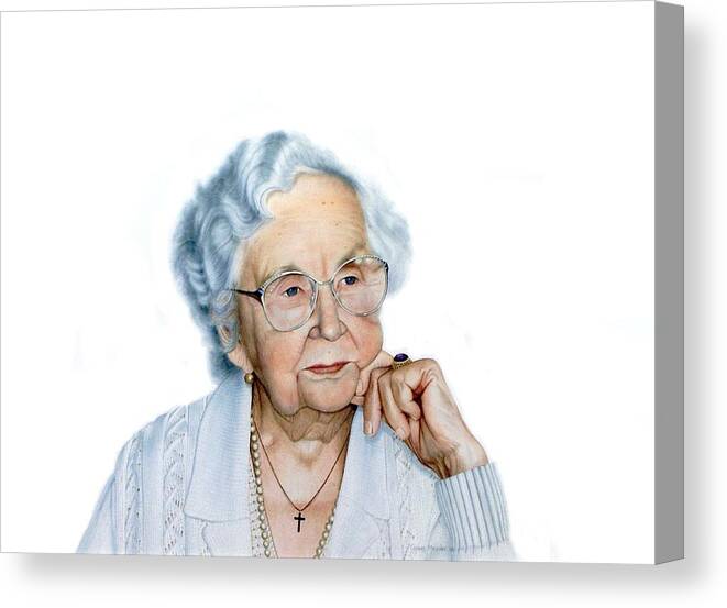 Portrait Canvas Print featuring the painting Mother 1910-1999 by Conrad Mieschke