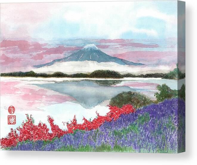 Japanese Canvas Print featuring the painting Mt. Fuji Morning by Terri Harris