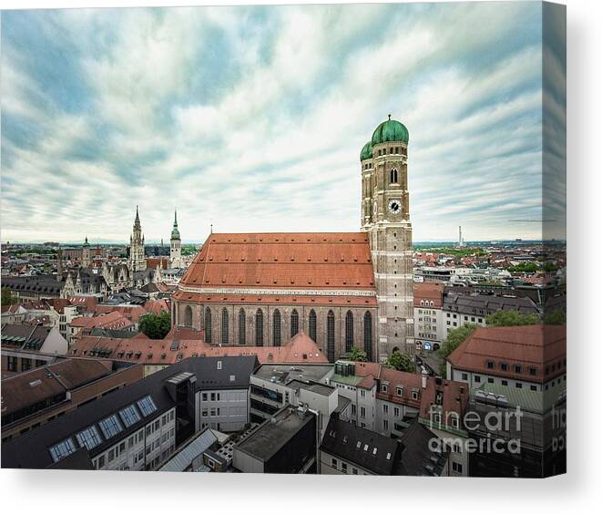Bavaria Canvas Print featuring the photograph Munich - Frauenkirche by Hannes Cmarits