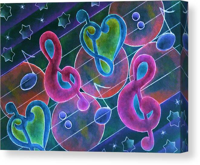 Music Canvas Print featuring the mixed media Music II by Laurie's Intuitive