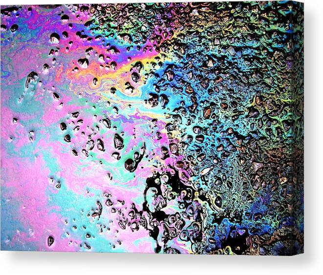 Asphalt Oil Rainbow Abstract Art Canvas Print featuring the photograph My Obsession with Asphalt II by Anna Villarreal Garbis