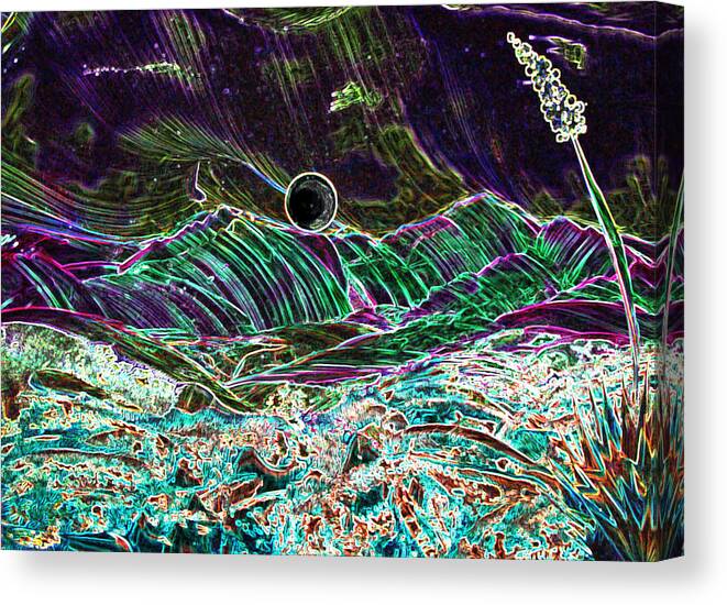 Encaustic Canvas Print featuring the painting Neon Moon by Melinda Etzold
