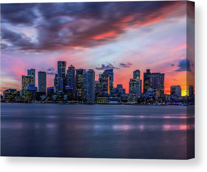 Boston Canvas Print featuring the photograph Night on the Town by Rob Davies