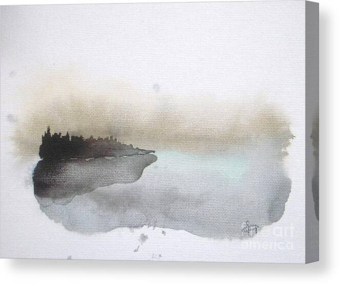 #faatoppicks Canvas Print featuring the painting Nightfall on the Lake by Vesna Antic