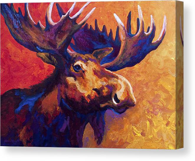 Moose Canvas Print featuring the painting Noble Pause by Marion Rose