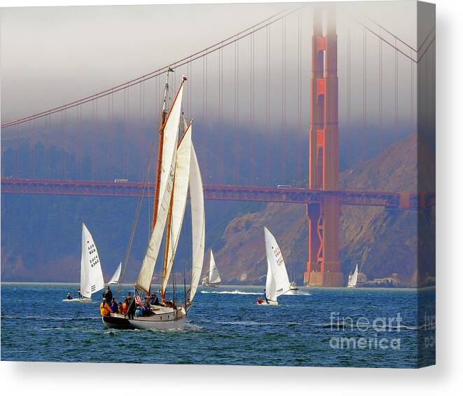 Sailboats Canvas Print featuring the photograph Sailing San Francisco Bay #5 by Scott Cameron