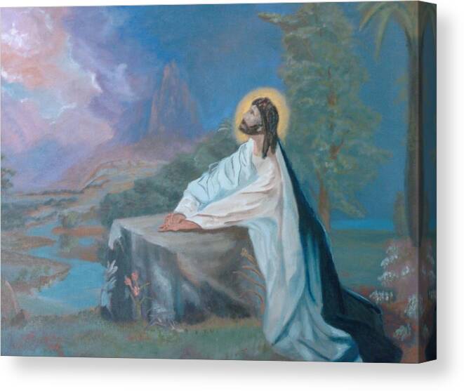 Jesus Canvas Print featuring the painting Not My Will, But Thy Will by Mike Jenkins
