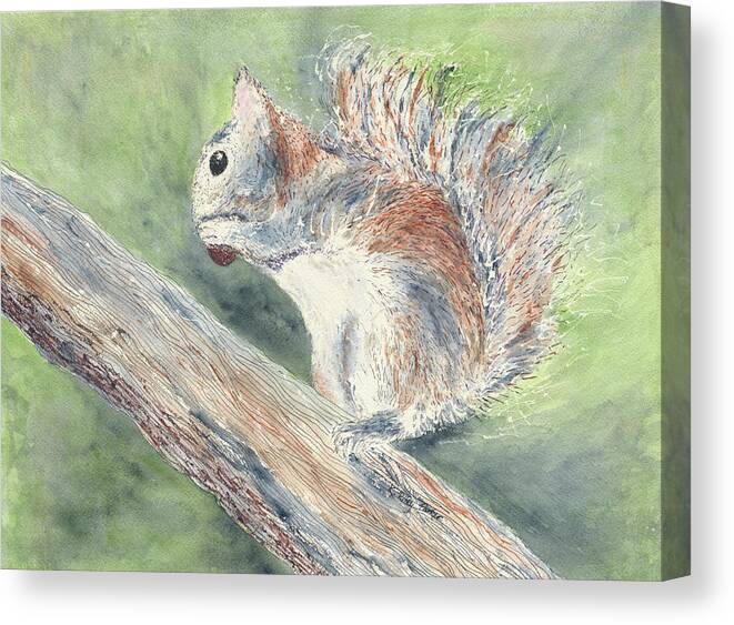 Squirrel Canvas Print featuring the painting Nut Job by Kathryn Riley Parker