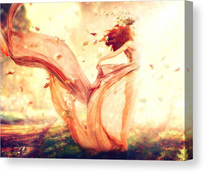Nymph Of October Canvas Print featuring the digital art Nymph of October by Lilia D