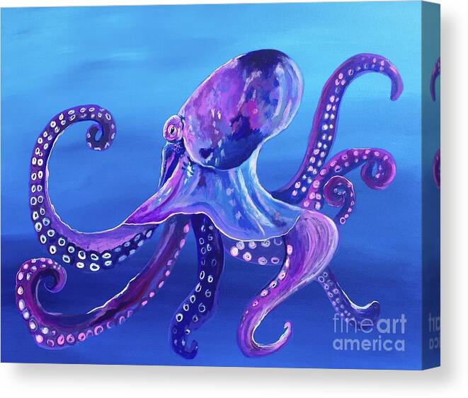 Octopus Canvas Print featuring the painting Octopus by Kim Heil
