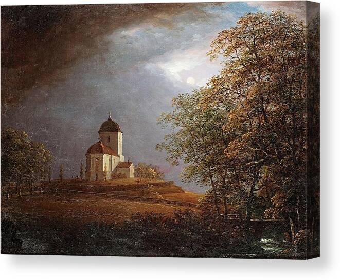 Carl Johan Fahlcrantz (1779-1861)-‘andrarams Church’-oil On Canvas-1836 Canvas Print featuring the painting Oil On Canvas by Carl Johan