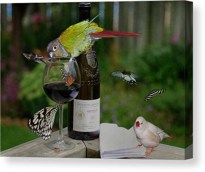 Parrot Canvas Print featuring the photograph Okay...Admittedly...The Party got a Little Out of Hand by Robin Webster