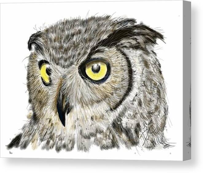 Owl Canvas Print featuring the digital art Old and wise by Darren Cannell