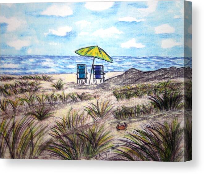 Beach Canvas Print featuring the painting On The Beach by Kathy Marrs Chandler