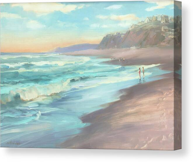 Ocean Canvas Print featuring the painting On the Beach by Steve Henderson