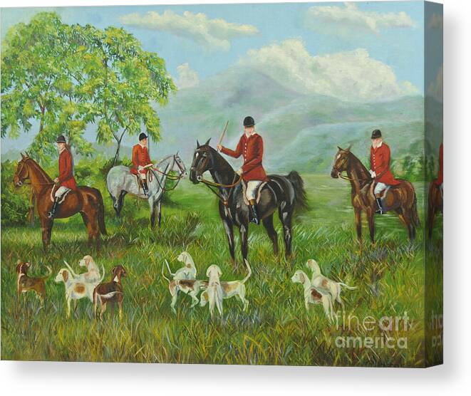 Fox Hunt Canvas Print featuring the painting On The Hunt by Charlotte Blanchard