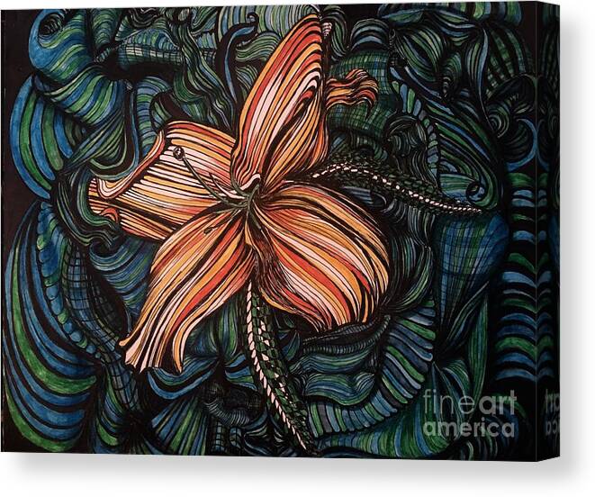 Line Canvas Print featuring the drawing Orange Lily by Mastiff Studios