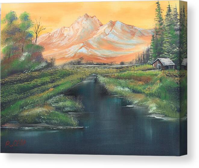 Orange Mountain Canvas Print featuring the painting Orange Mountain by Remegio Onia